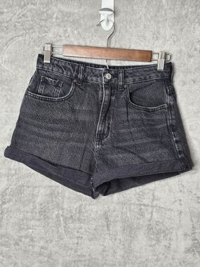 Pacsun Black High Waisted Denim Shorts Size 26 Cuffed Mom Shorts Y2K Summer Fest